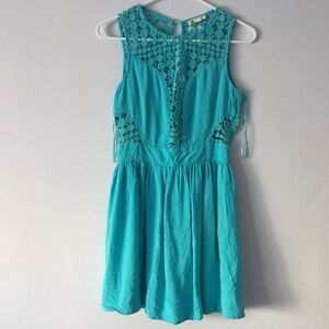 Cotton Candy Turquoise Summer Cutout Mini Dress